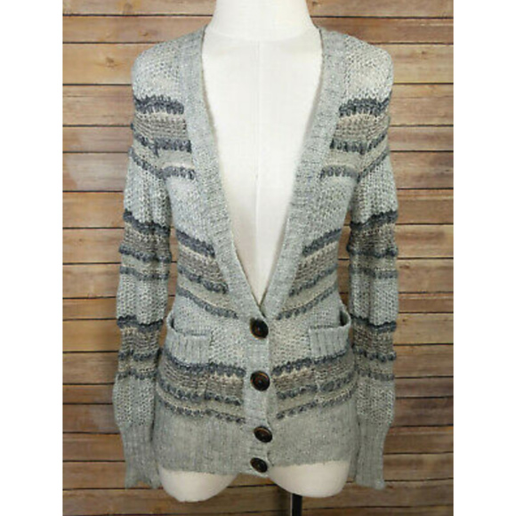 Aerie Blue Gray Cable Knit Acrylic Wool Cardigan - Picture 1 of 6